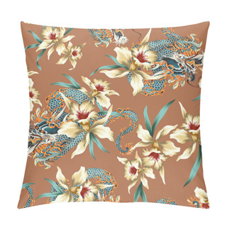 Personality  Japanese Style Dragon Tropical Flower Pattern Pillow Covers