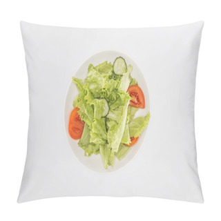 Personality  Top View Of Chopped Salad On Plate Isolated On White Pillow Covers