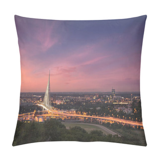 Personality  Beautiful Panorama Of Belgrade Town At Dusk Pillow Covers