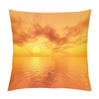 Personality  Beautiful Sunset At The Calm Ocean Dream 3D Illustration Pillow Covers