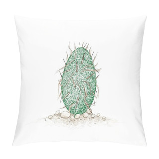 Personality  Illustration Hand Drawn Sketch Of Oreocereus Trollii Or Old Man Of The Andes Cactus. A Succulent Plants With Sharp Thorns For Garden Decoration Pillow Covers