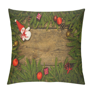 Personality  Christmas Border With Fir Tree Branches, Cones And Christmas Dec Pillow Covers