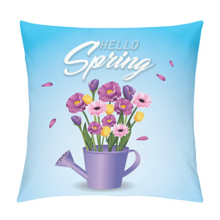 Personality  Spring Flowers Plants Inside Watering Can Pillow Covers