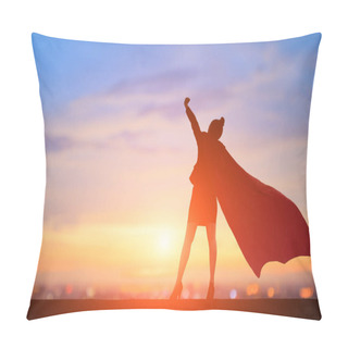 Personality  Silhouette Of Super Business Woman At  Sunset Pillow Covers