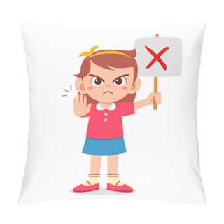 Personality  Happy Cute Kid Girl Carry Wrong Sign Pillow Covers