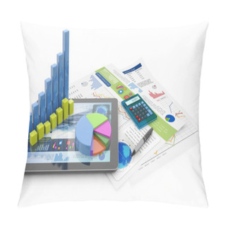 Personality  Graphics, Calculator, Pen, Tablet And Financial Documents Pillow Covers