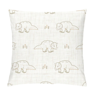 Personality  Seamless Background Triceratops Dinosaur Gender Neutral Baby Pattern. Simple Whimsical Minimal Earthy 2 Tone Color. Kids Nursery Wallpaper Or Boho Cartoon Animal Fashion All Over Print. Pillow Covers