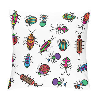 Personality  Beetles. Vector Doodle Pillow Covers