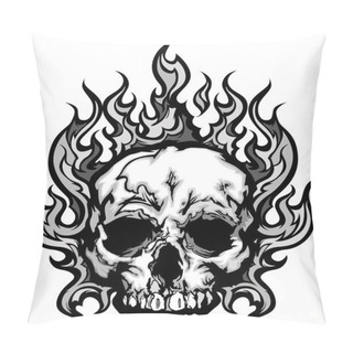 Personality  Flaming Skull Graphic Vector Image Pillow Covers
