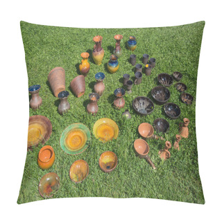 Personality  Traditional Latgale Handcrafted, Colorful Decorated Glaze Plates And Pottery Outdoor Pillow Covers
