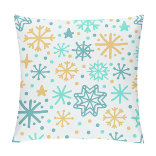 Personality  Cute Scandinavian Winter Seamless Background With Hand Drawn Snowflakes Pillow Covers