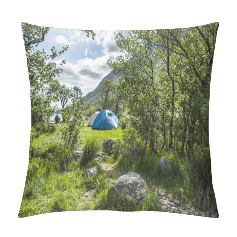 Personality  Wild camping in the wildernis of Glen Etive, Scotland pillow covers