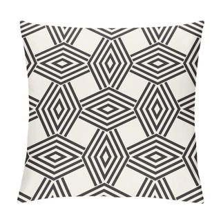 Personality  Geometric Ornament With Striped Rhombuses. Vector Seamless Monochrome Pattern Pillow Covers