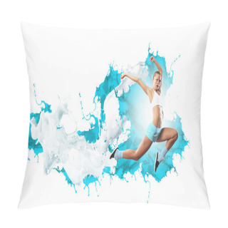 Personality  Image Of Sport Woman Jumping Pillow Covers