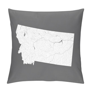 Personality  U.S. States - Map Of Montana. Hand Made. Rivers And Lakes Are Shown. Please Look At My Other Images Of Cartographic Series - They Are All Very Detailed And Carefully Drawn By Hand WITH RIVERS AND LAKES. Pillow Covers