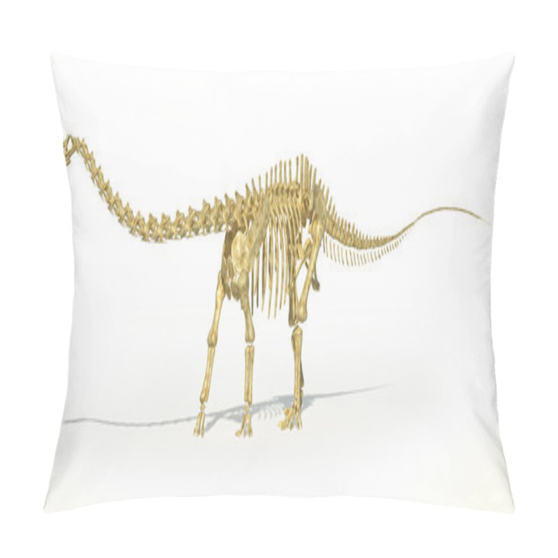 Personality  Diplodocus dinosaur full skeleton photo-realistc rendering. Pers pillow covers