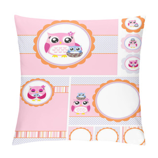 Personality  Owl Baby Shower Invitation Card Set Pillow Covers