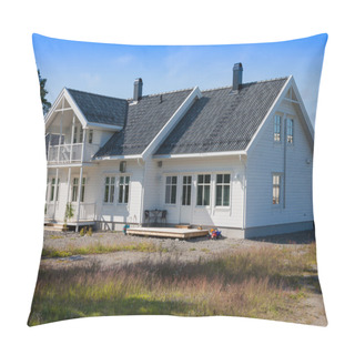 Personality  White Wooden House In Norway Pillow Covers