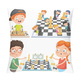Personality  Collection Of Kids Playing Chess Pillow Covers