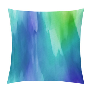Personality  Abstract Background Illustration, Watercolor Blue Green Painting Wallpaper Pillow Covers