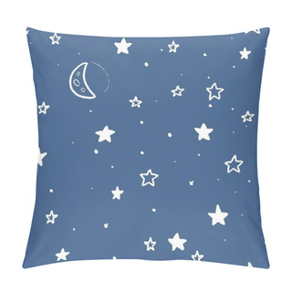 Personality  Stars And Moon Pattern - Seamless Doodle Illustration Vector. Pillow Covers