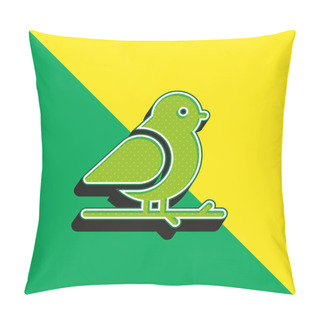 Personality  Bird Green And Yellow Modern 3d Vector Icon Logo Pillow Covers