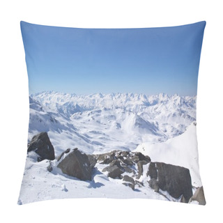 Personality  Panoramic View On Alps Winter Mountains Pillow Covers