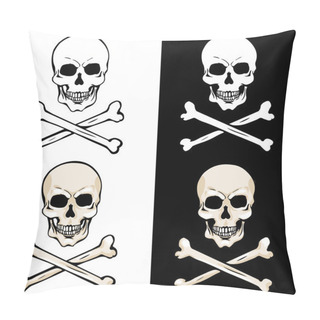 Personality  Vector Skull And Crossbones On White And Black Backgrounds Pillow Covers