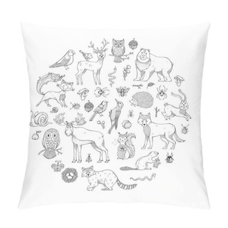 Personality  Set Of Doodles Wild Animals And Woodland  Pillow Covers
