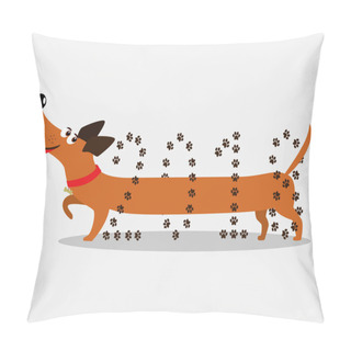 Personality  Cute Cartoon Dachshund Dog Going Through Number 2018 Pillow Covers