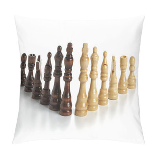 Personality  Wooden Chess Pieces On White Background Pillow Covers