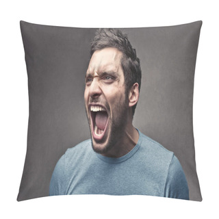 Personality  Man Shouting Angrily Indoor. Pillow Covers