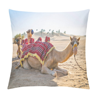Personality  Camels In The Desert Sitting On The Sand Pillow Covers