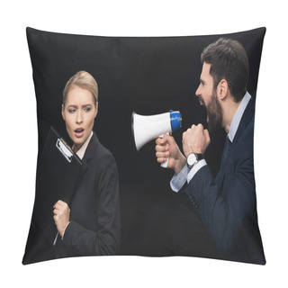 Personality  Businessman Shouting On Colleague Pillow Covers