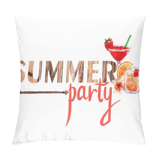 Personality  Summer Party - Vector Watercolor Clipart  Pillow Covers