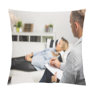 Personality  Woman Lying On Couch At Doctors Office Pillow Covers