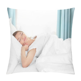 Personality  Young Woman Sleeping In Bed At Home Pillow Covers