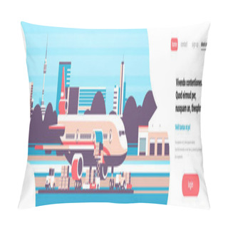 Personality  Forklift Loading Parcel Boxes Preparing Flight Aircraft Airport Air Cargo Delivery International Transportation Concept Flat Horizontal Banner Copy Space Pillow Covers