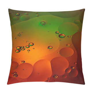 Personality  Green And Red Color Abstract Background From Mixed Water And Oil Bubbles  Pillow Covers