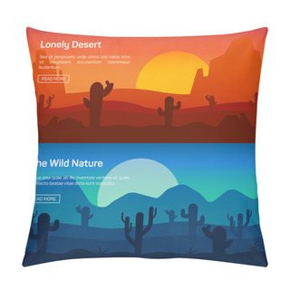 Personality  Horizontal Banner Set With Lonely Desert And Wild Nature  Pillow Covers