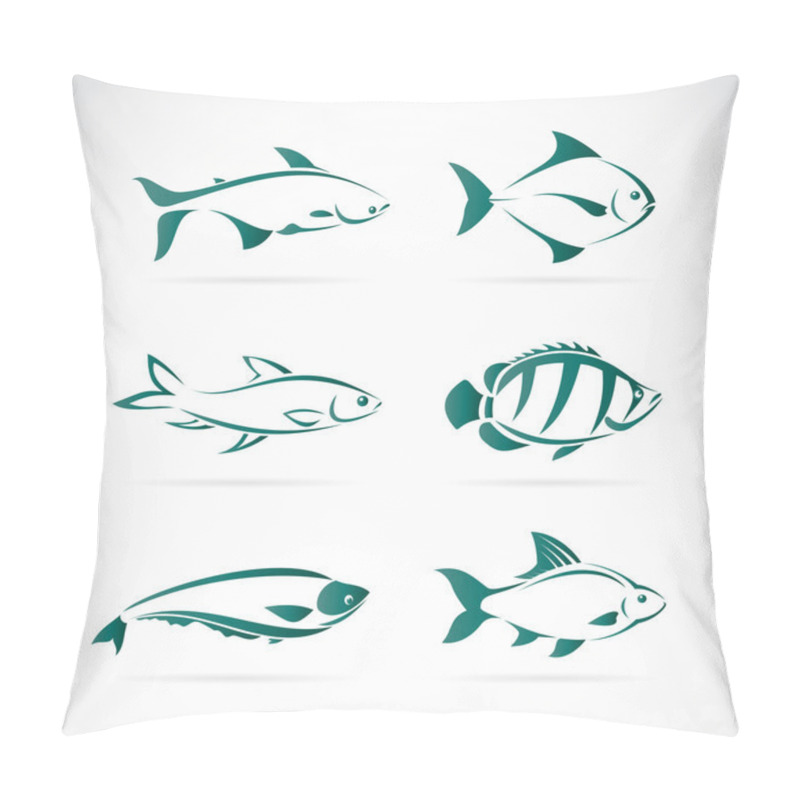Personality  Vector Group Of Fish On White Background Pillow Covers