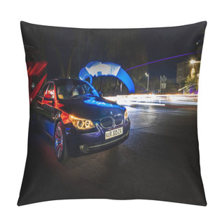 Personality  Tashkent, Uzbekistan - March 22, 2023: BMW Brand Car In The City In Interesting Lighting Pillow Covers