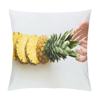 Personality  Hands With Sliced Fresh Pineapple Pillow Covers