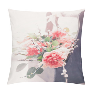 Personality  Beautiful Fresh Flowers In A Wooden Box Pillow Covers
