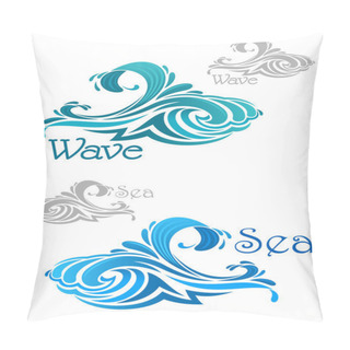 Personality  Blue And Teal Ocean Waves Icons Pillow Covers
