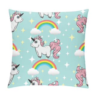Personality  Seamless Pattern With Unicorns. Unicorns And Rainbows. Kawai Cute Unicorn Pillow Covers