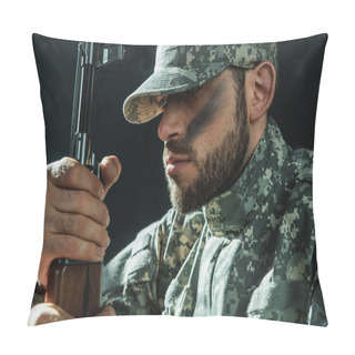 Personality  Soldier In Military Uniform With Rifle Pillow Covers