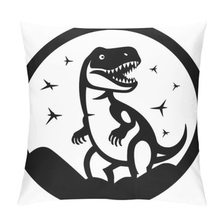 Personality  Dino - Black And White Vector Illustration Pillow Covers