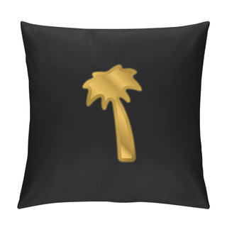 Personality  Black Palm Tree Gold Plated Metalic Icon Or Logo Vector Pillow Covers