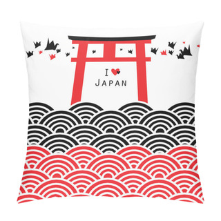 Personality  Red Black Wave Seamless Patterns Fushimi Inari Taisha Shrine In Kyoto, Japan Wall Vector Pillow Covers